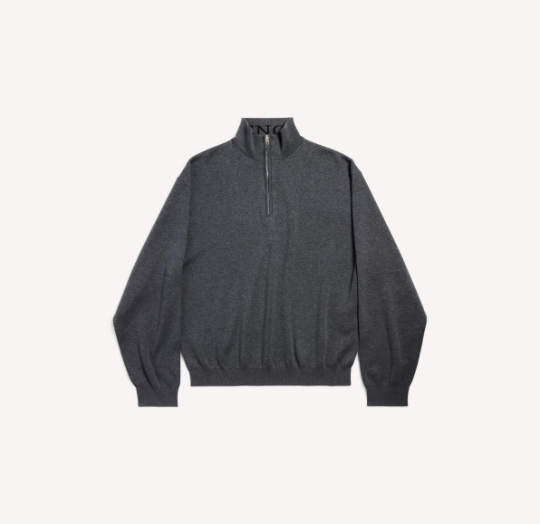 Charcoal zip-neck sweatshirt