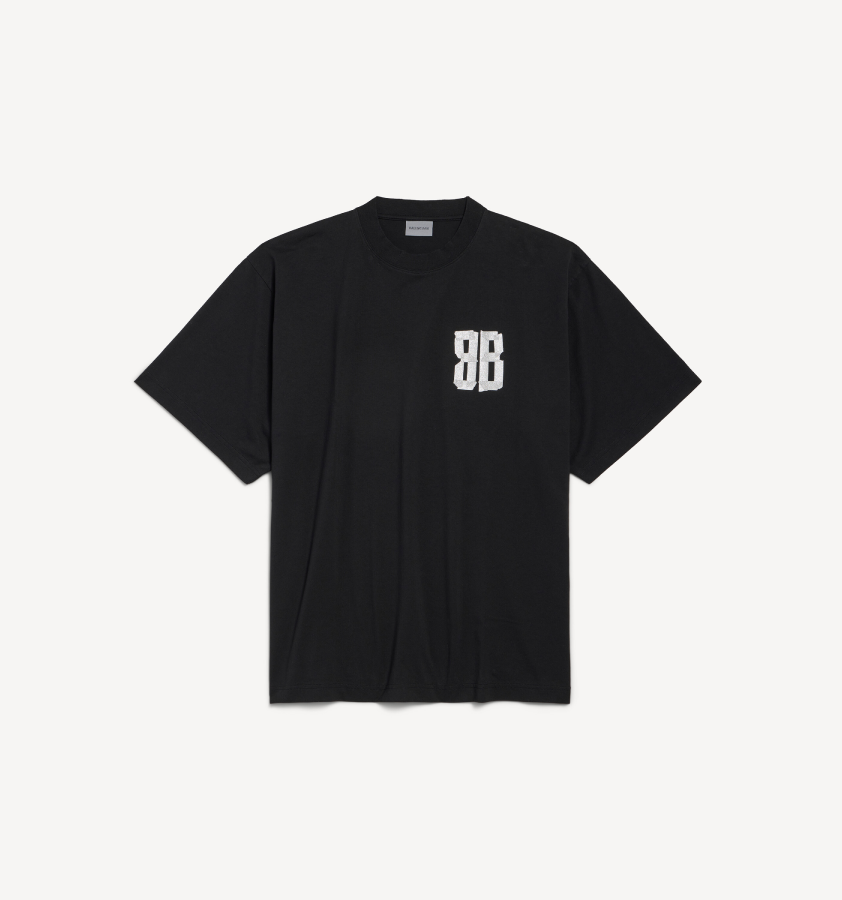 Women's Glitter Tape Type Large Fit T-shirt in Black