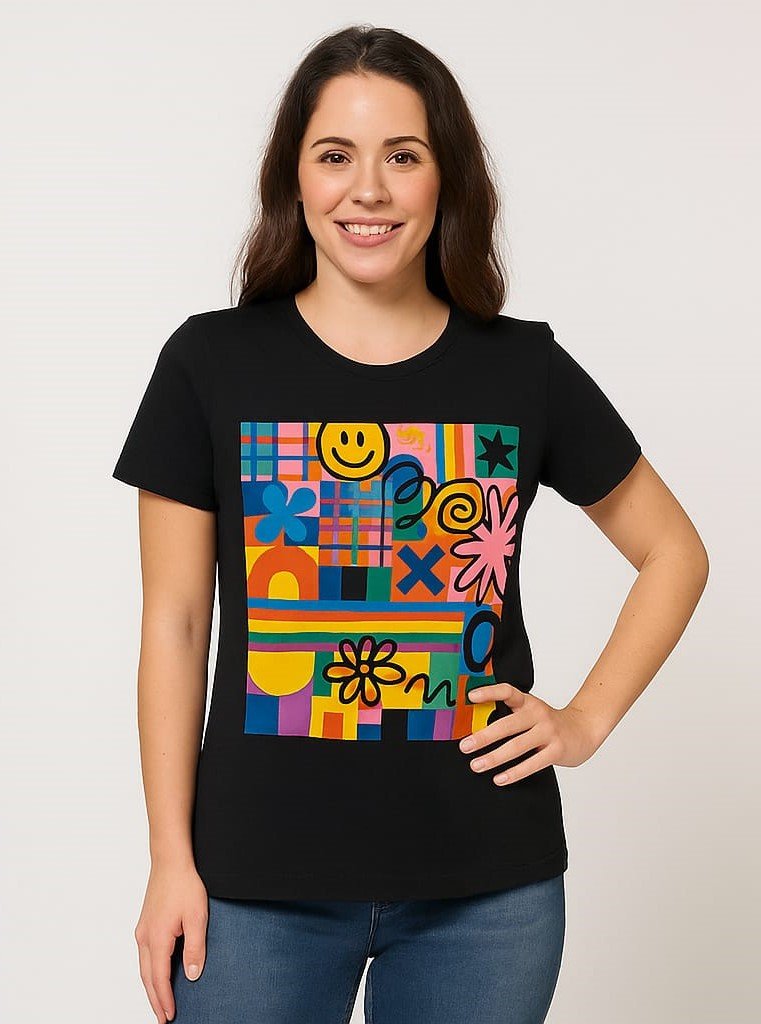 Abstract Chaotic Geometric Patch Women's Tee