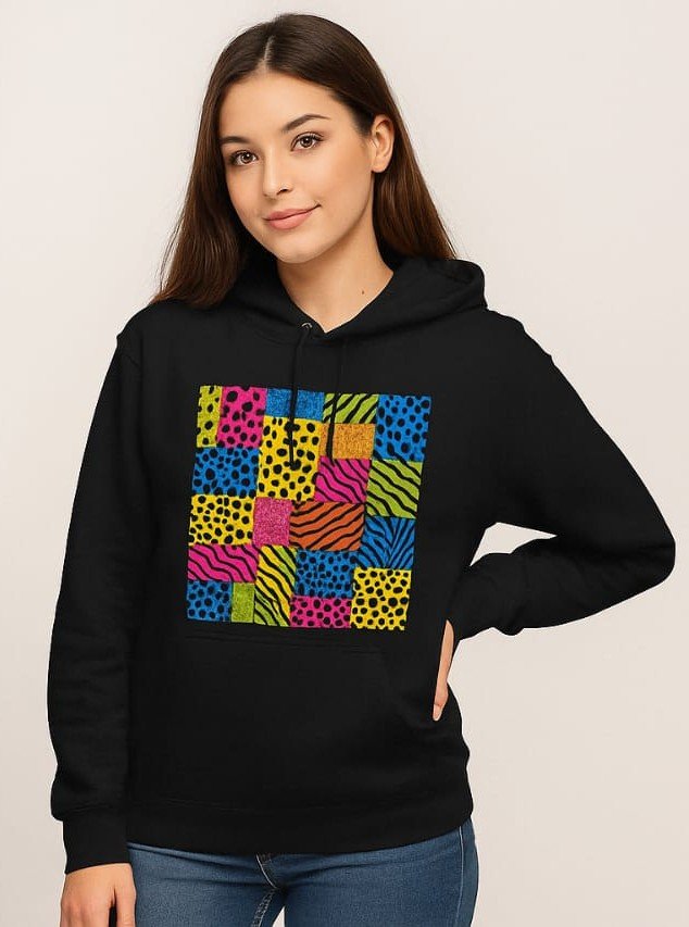 Colorful Animal Print Patchwork Women Hoodie