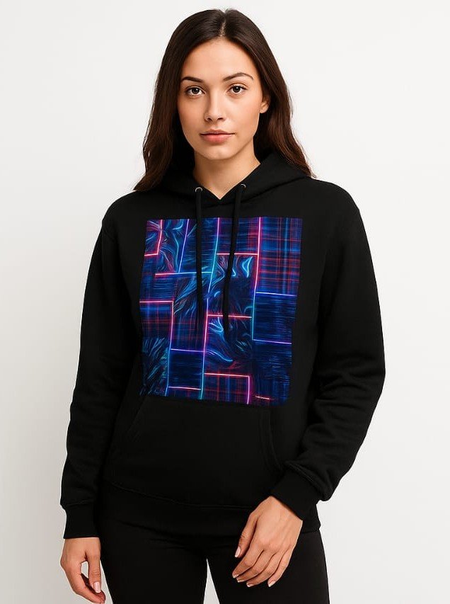 Neon Grid Design Women's Hoodie