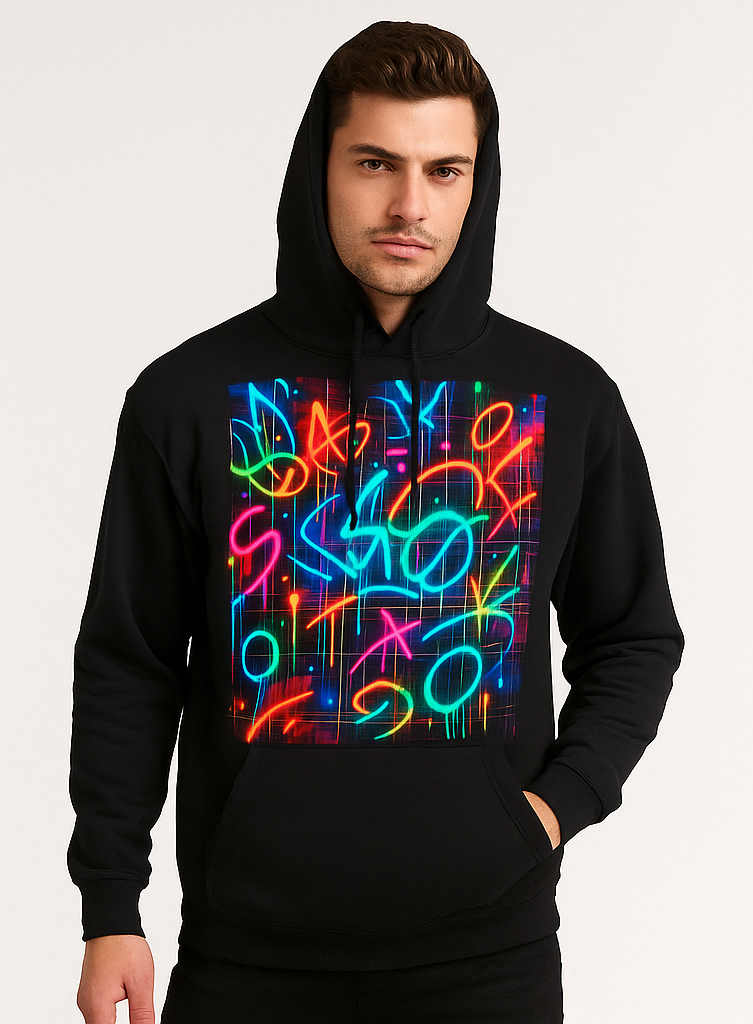 Neon Abstract Design Colorful Squiggles Hoodie