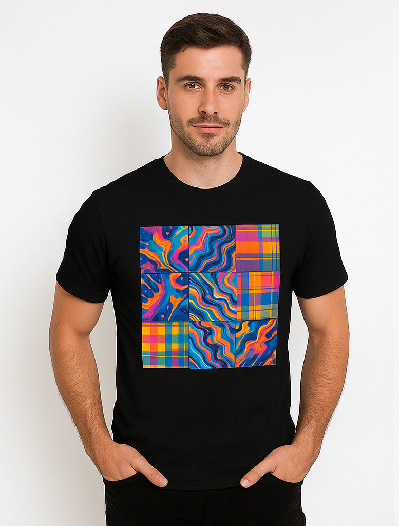 Abstract Grid of Wavy Squares Tee