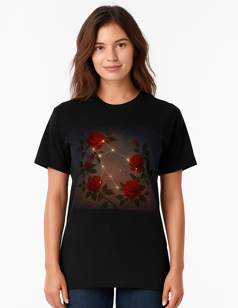 Twilight Gradient Sky Red Rose T-Shirt