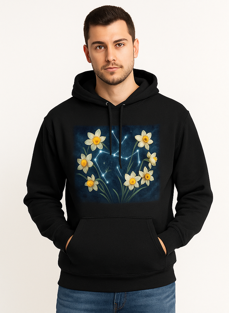 Yellow White Flowers Starry Men Hoodie