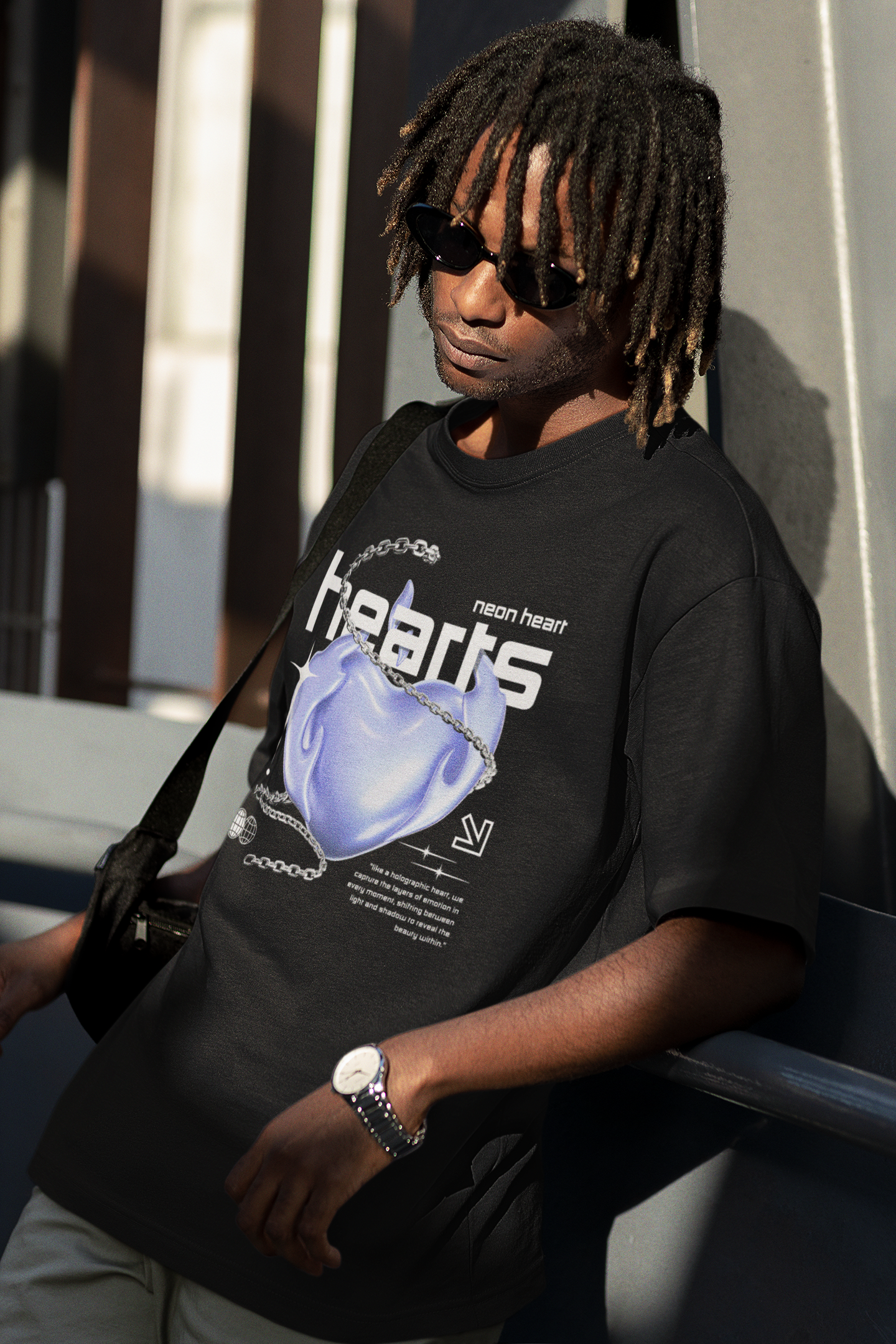 Neon Heart T-Shirt – Holographic Cybercore