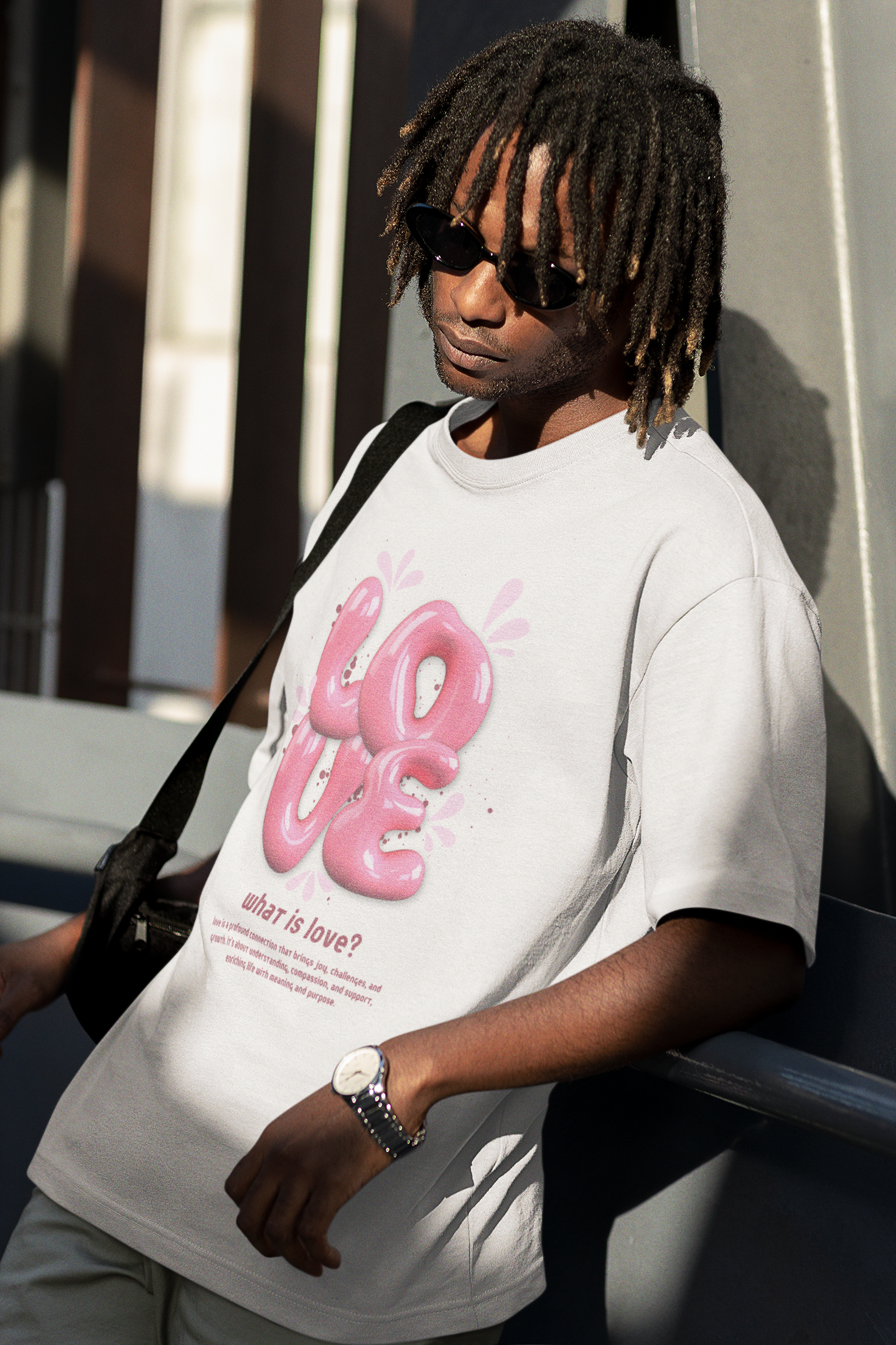 LOVE Bubble T-Shirt - Pink Typography Design