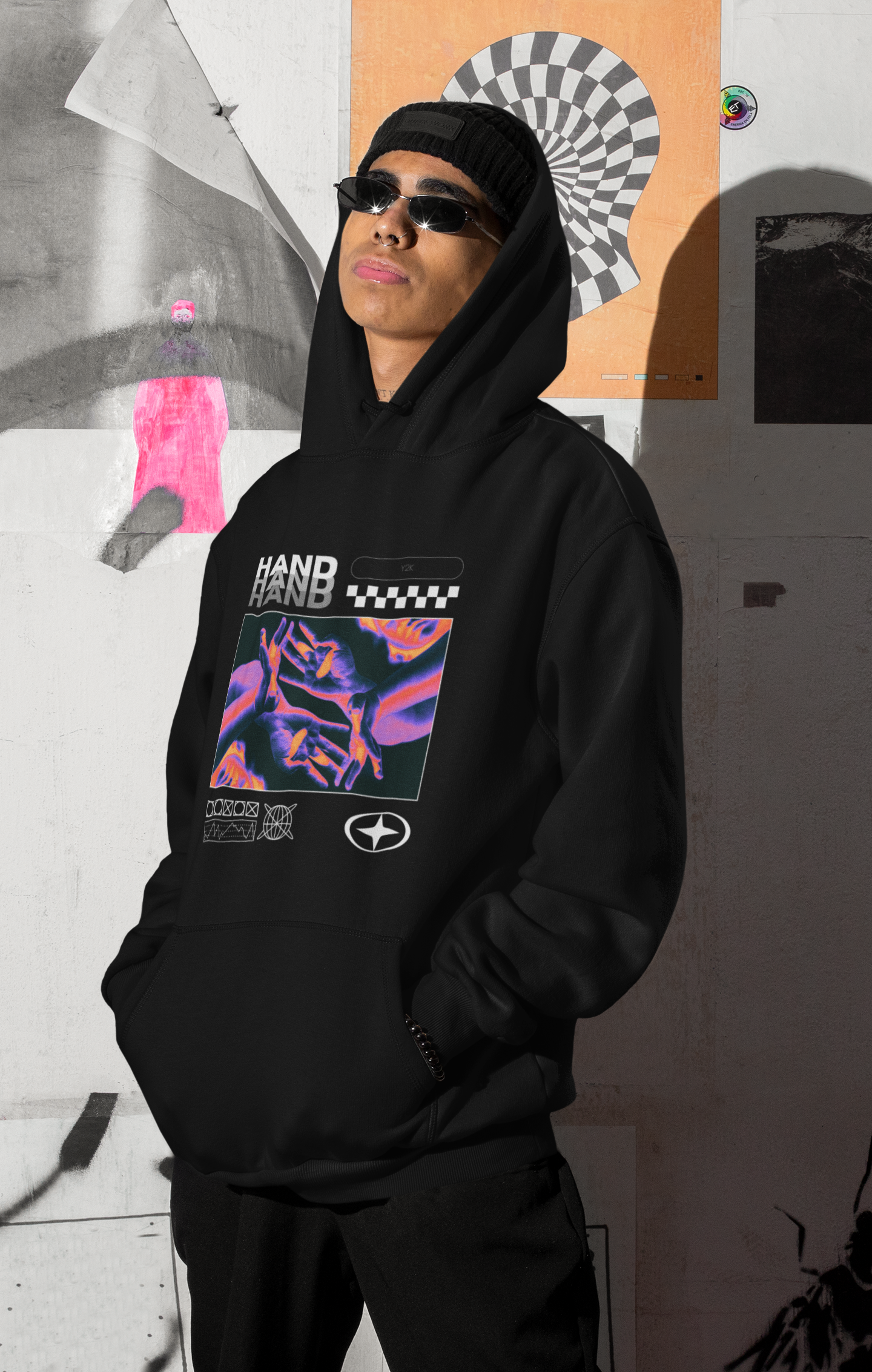 HAND HAND Hoodie – Abstract Hands Graphic