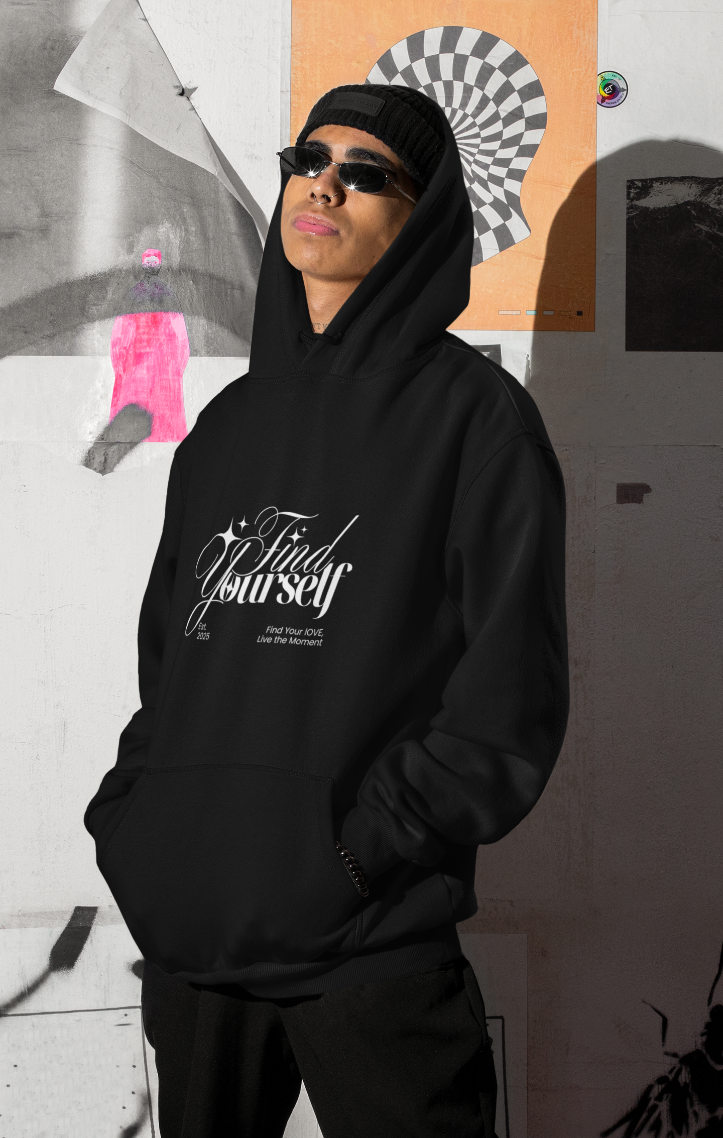 Find Yourself Hoodie, Black Men Pullover